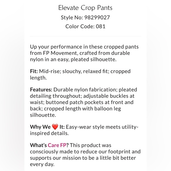 NEW Free People L Elevate Crop Pants NWT Peach Orange Spring Hiking - Picture 6 of 16